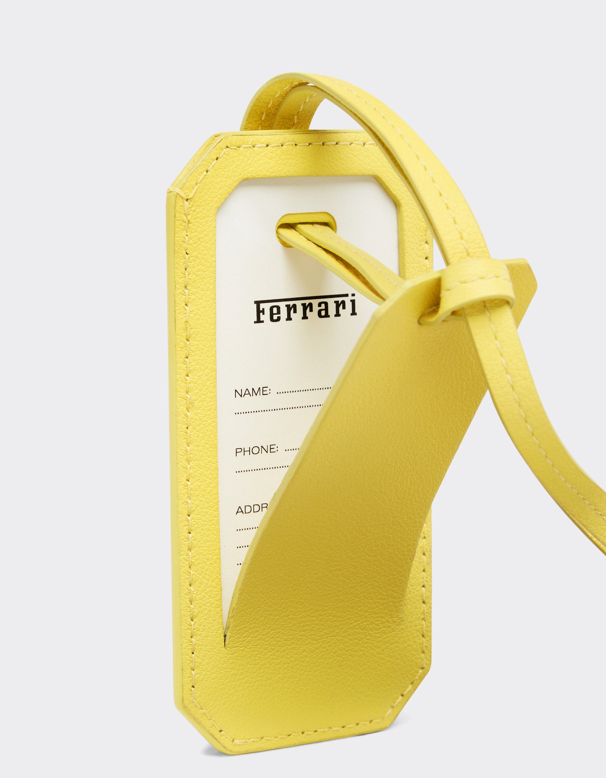Étiquette de bagage unisexe avec logo Ferrari en cuir - Giallo Modena