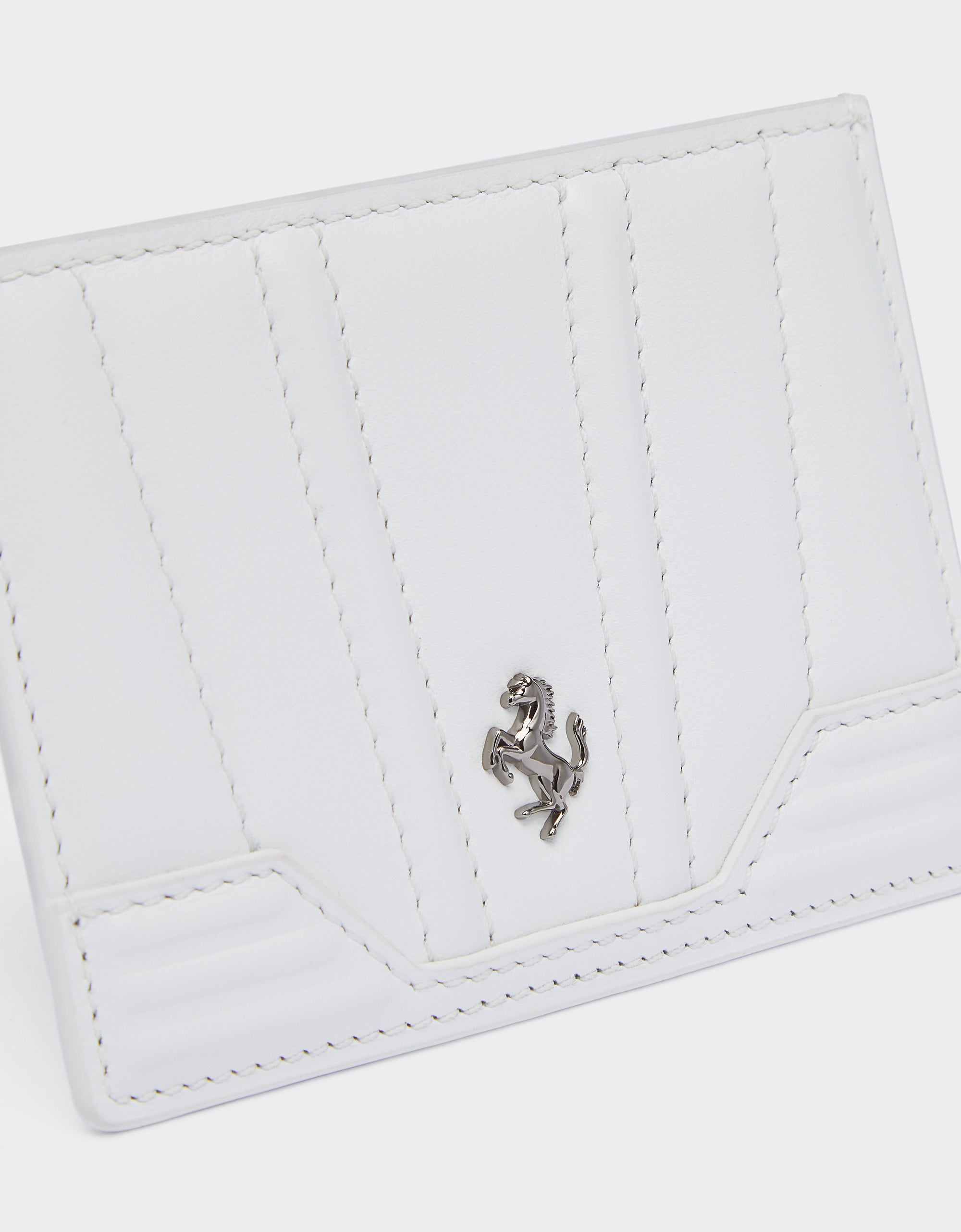 Porte-cartes unisexe avec Cheval cabré en cuir - Bianco