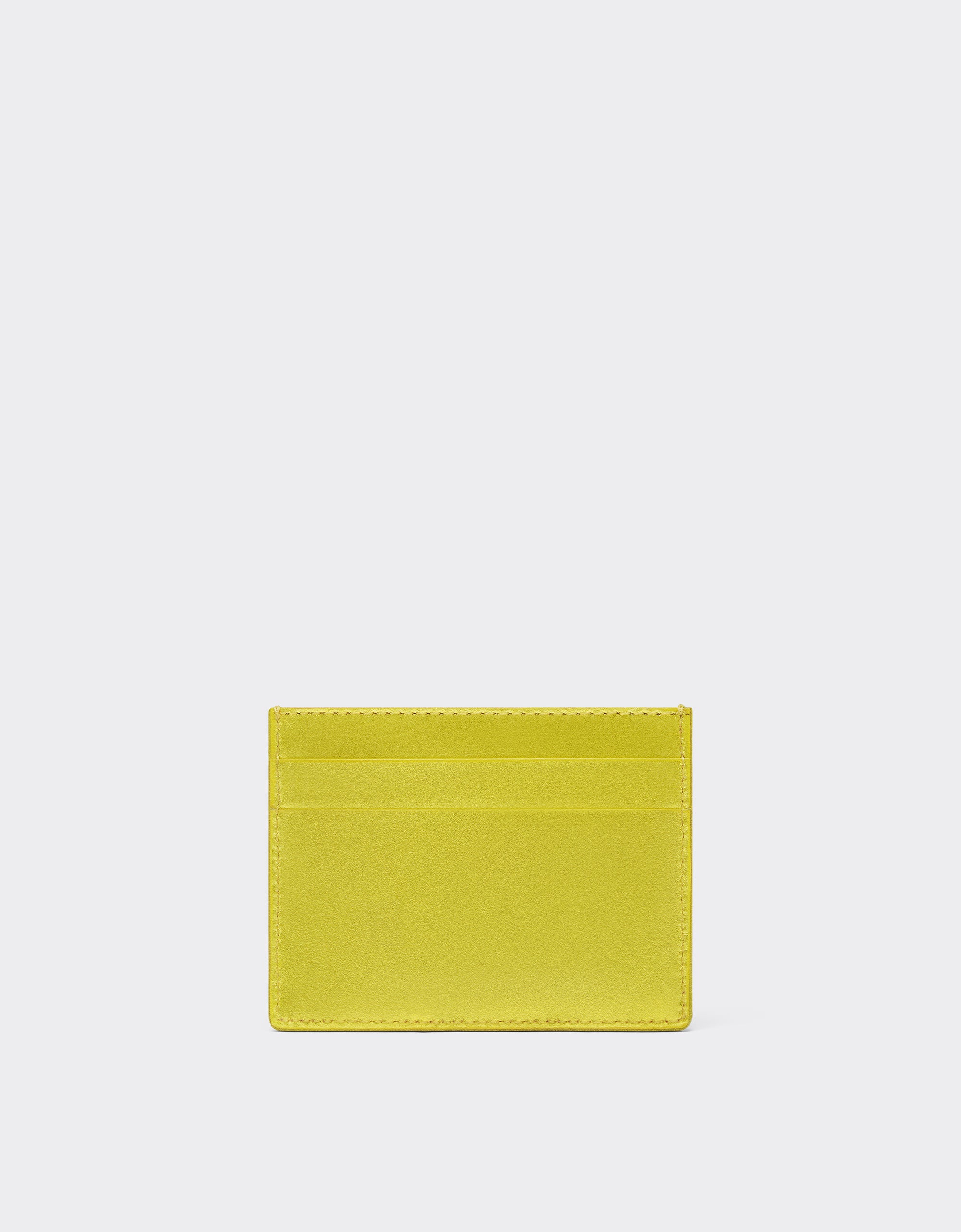 Porte-cartes unisexe avec Cheval cabré en cuir lamé - Blazing Yellow