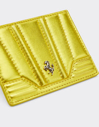 Porte-cartes unisexe avec Cheval cabré en cuir lamé - Blazing Yellow