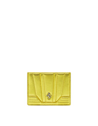 Porte-cartes unisexe avec Cheval cabré en cuir lamé - Blazing Yellow