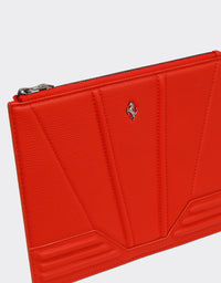 Pochette unisexe avec Cheval cabré en cuir - Rosso Dino