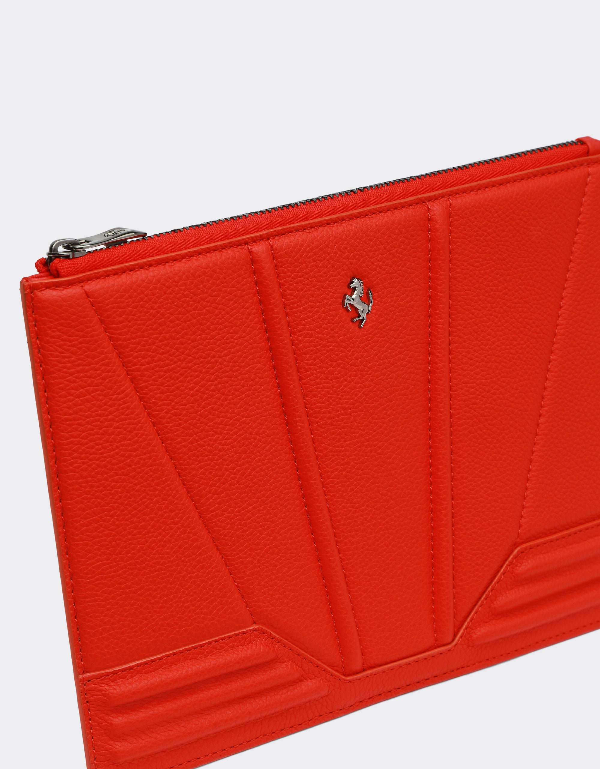 Pochette unisexe avec Cheval cabré en cuir - Rosso Dino