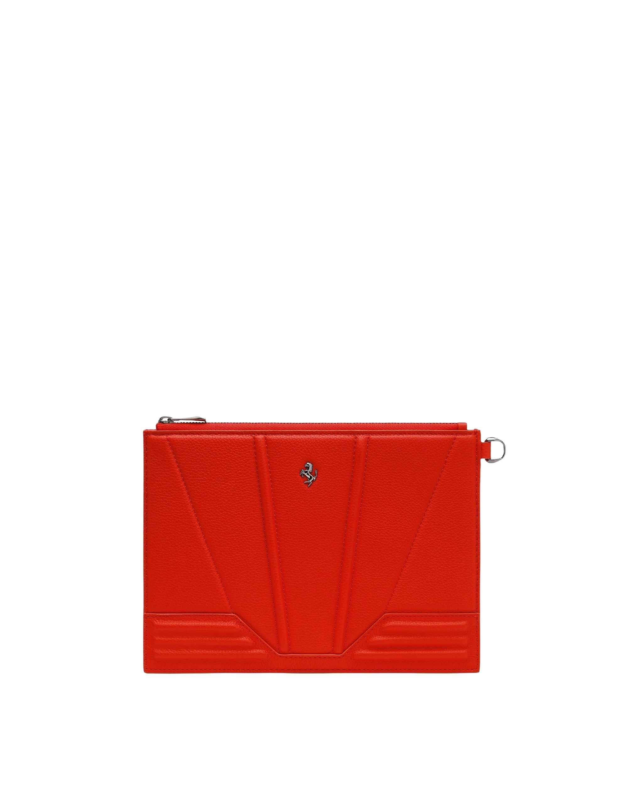Pochette unisexe avec Cheval cabré en cuir - Rosso Dino