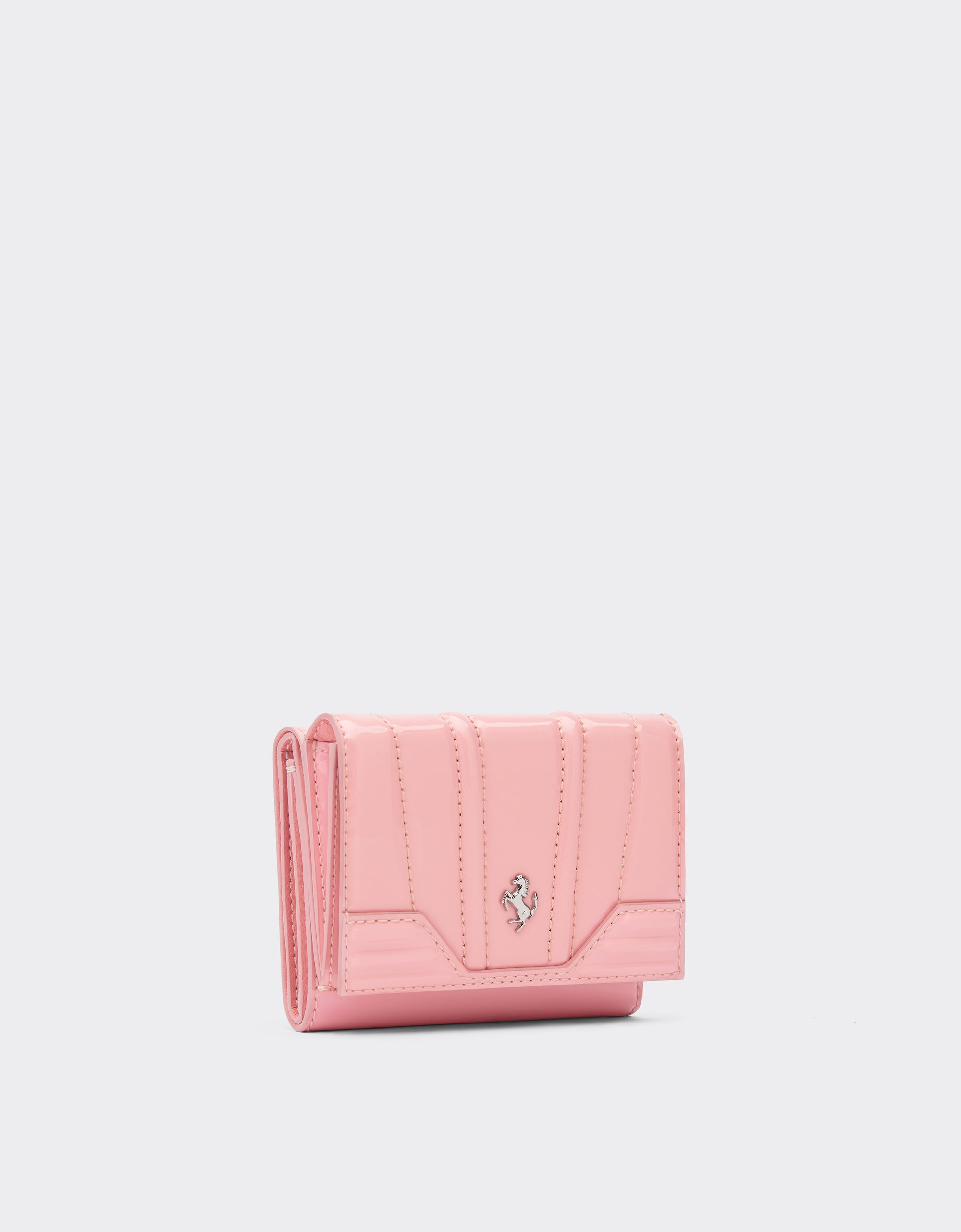 Portefeuille unisexe avec Cheval cabré en cuir verni - Rosa