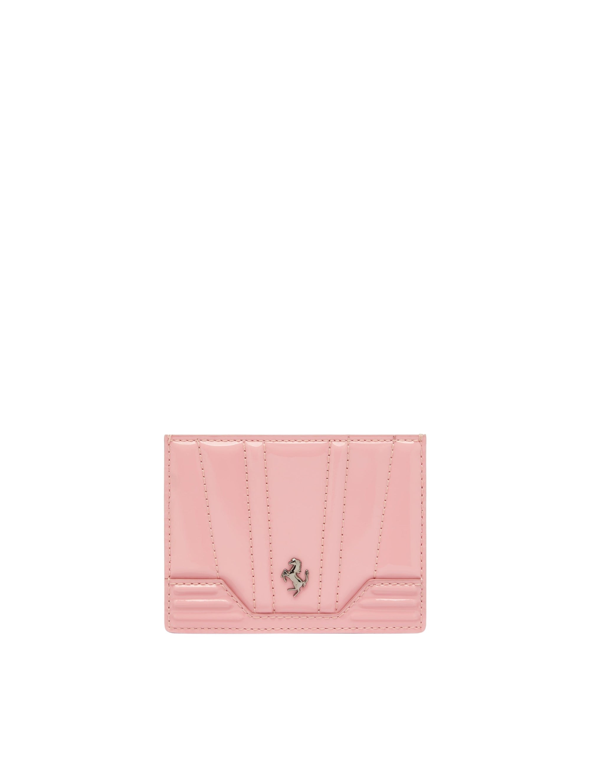 Porte-cartes unisexe avec Cheval cabré en cuir verni - Rosa