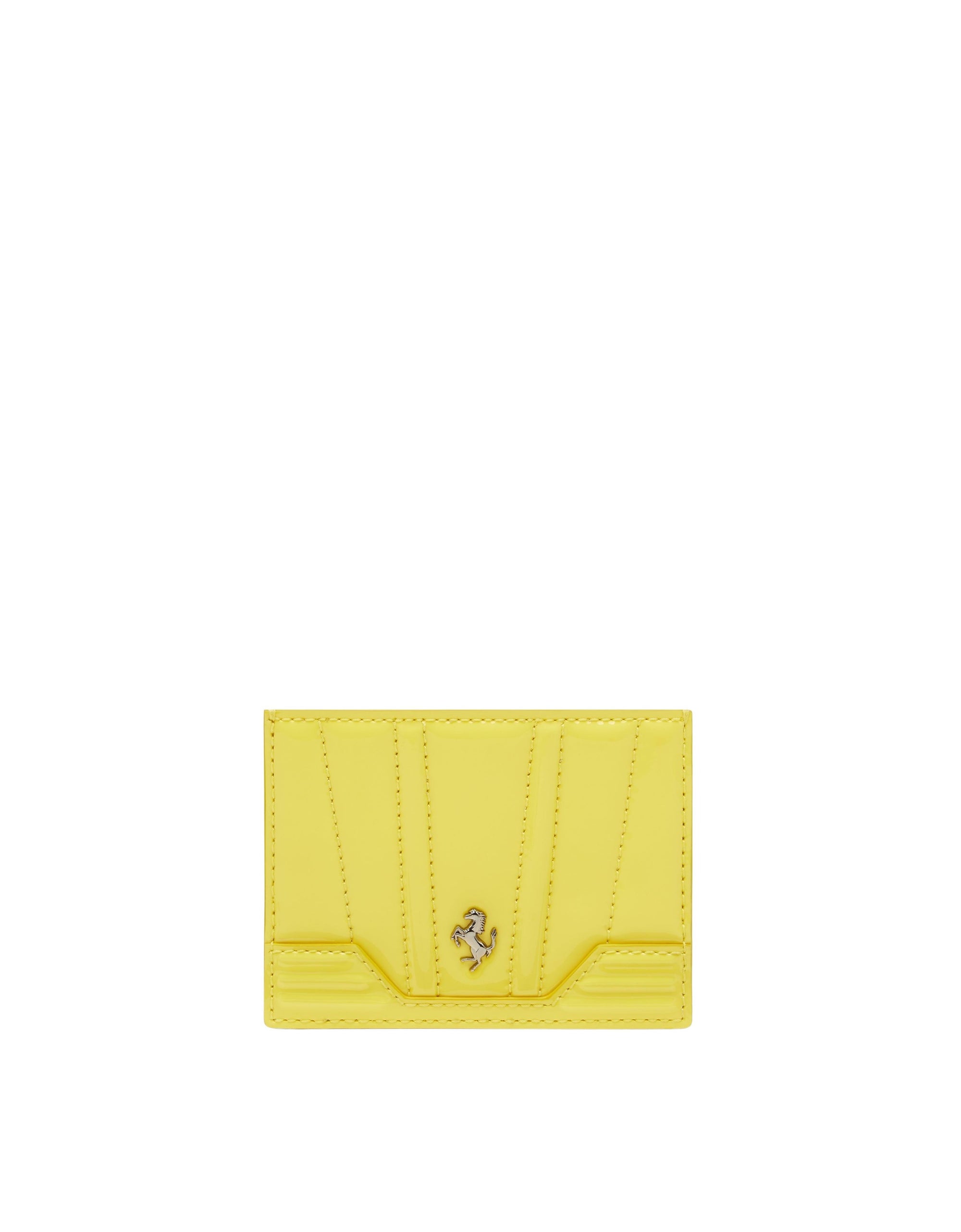 Porte-cartes unisexe avec Cheval cabré en cuir verni - Giallo Modena