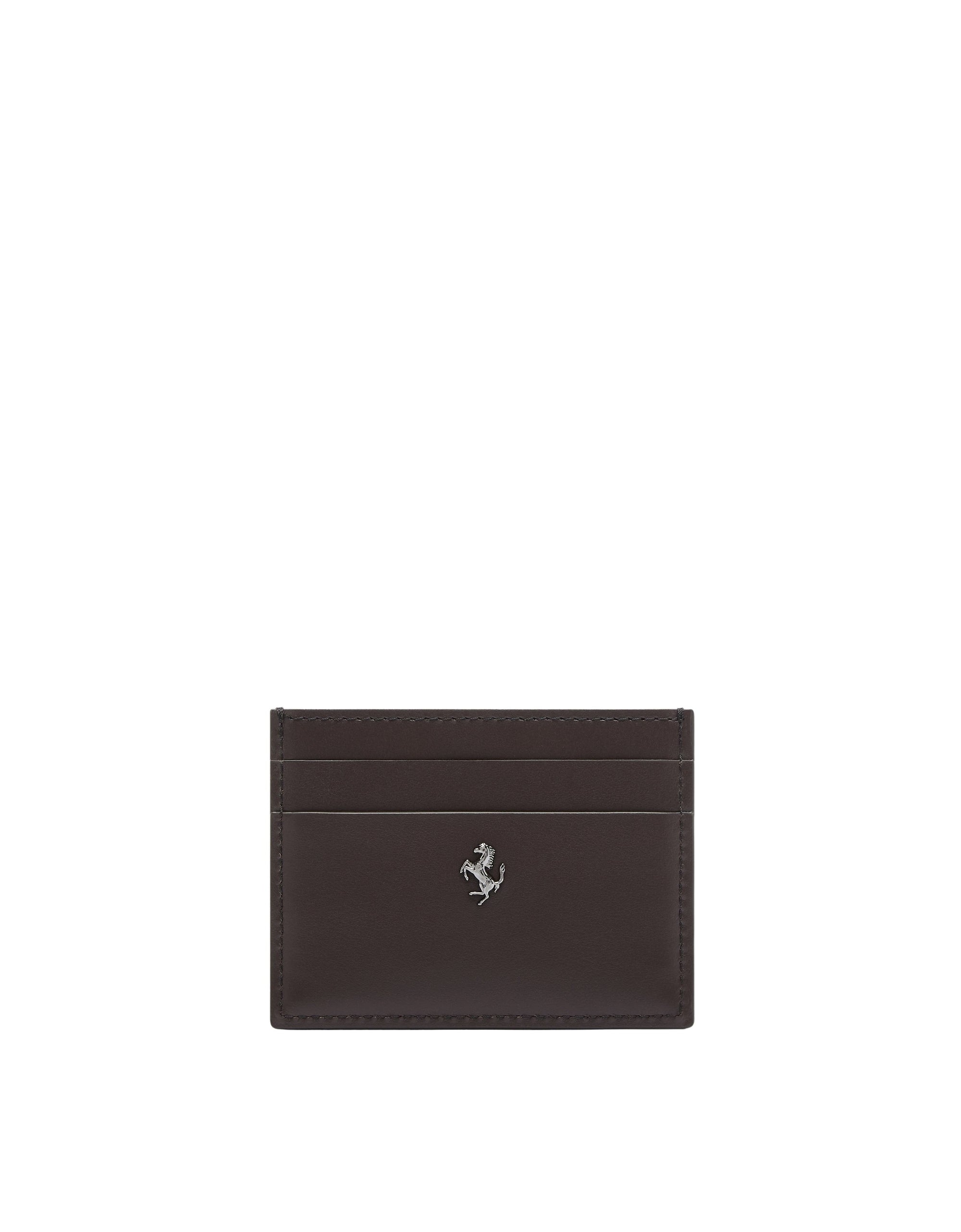 Porte-cartes unisexe Ferrari GT en cuir brossé - Marrone Scuro