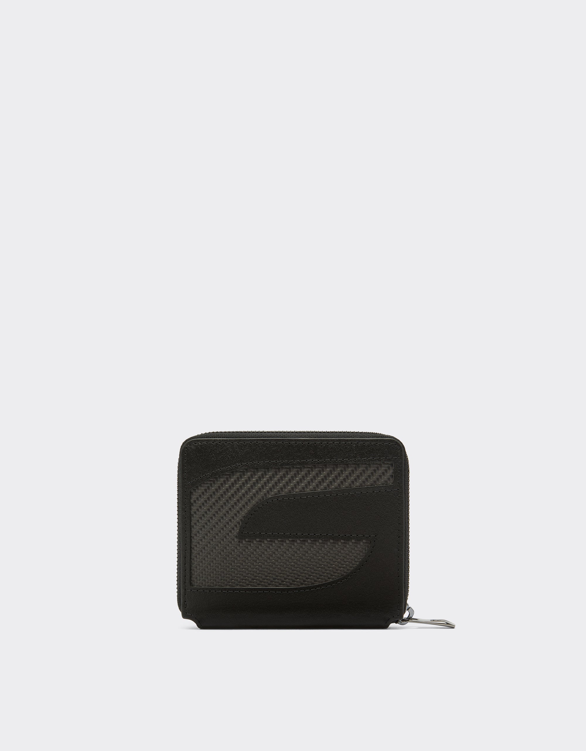 Portefeuille unisexe avec insert carbone en cuir - Nero