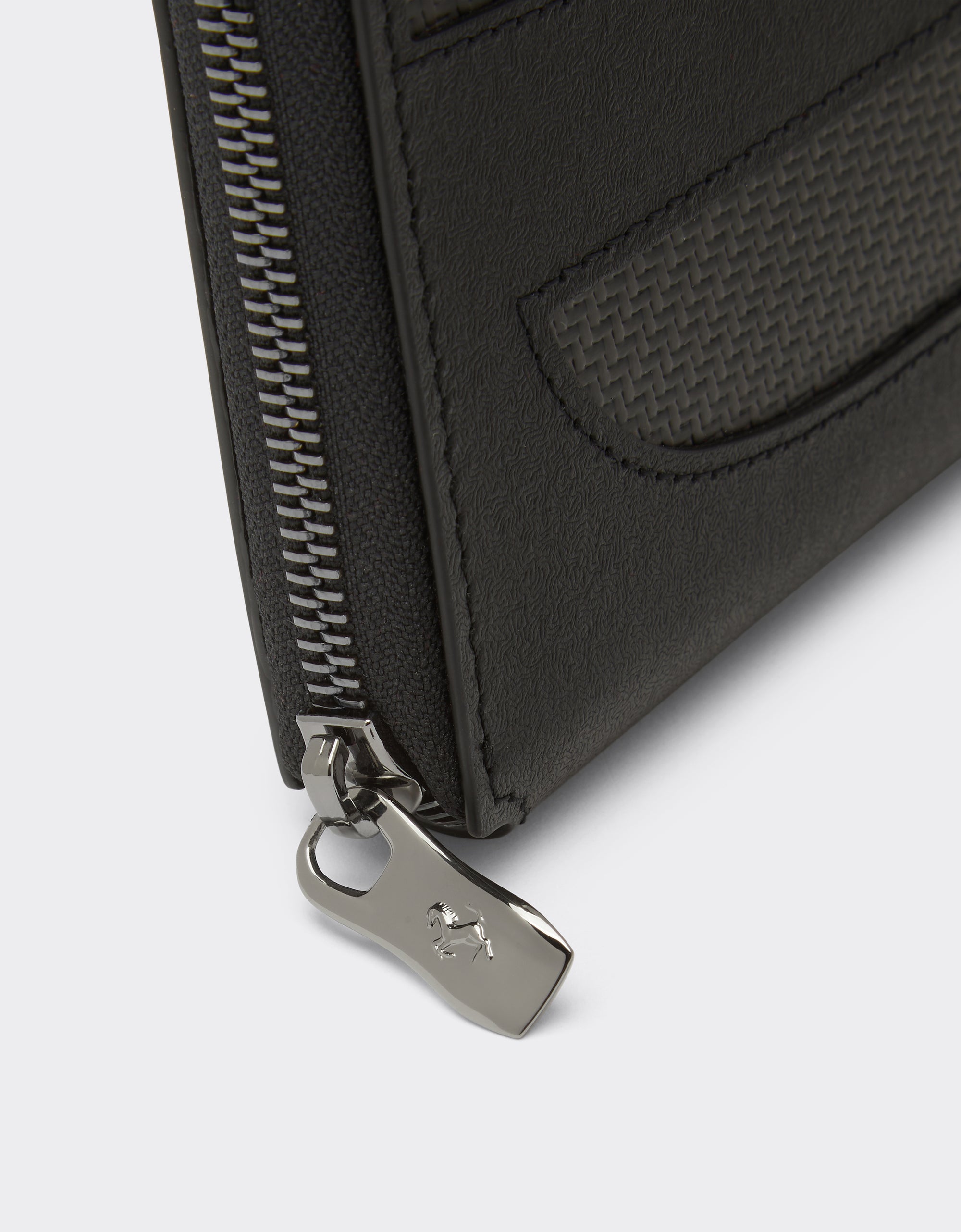 Portefeuille unisexe avec insert carbone en cuir - Nero