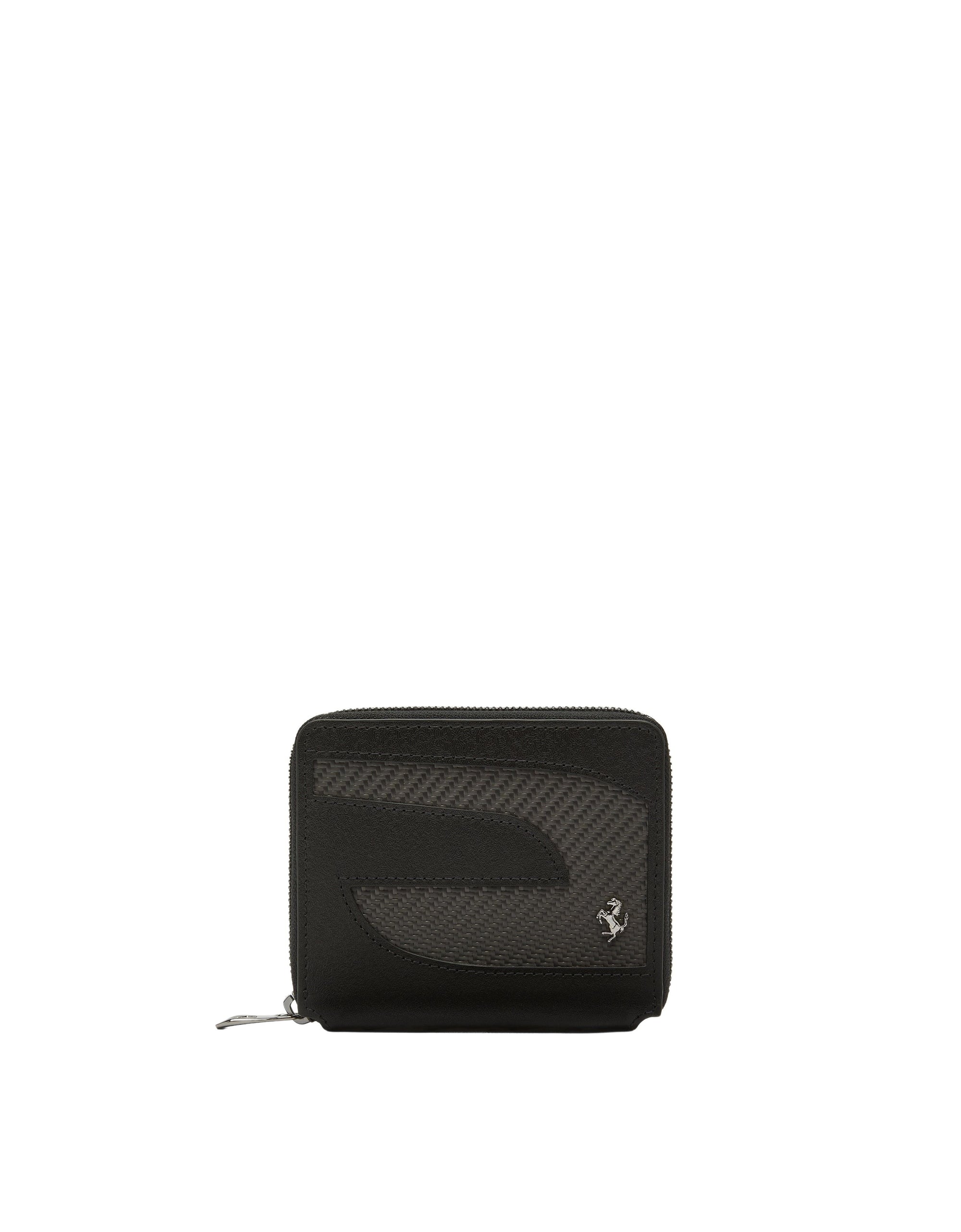Portefeuille unisexe avec insert carbone en cuir - Nero
