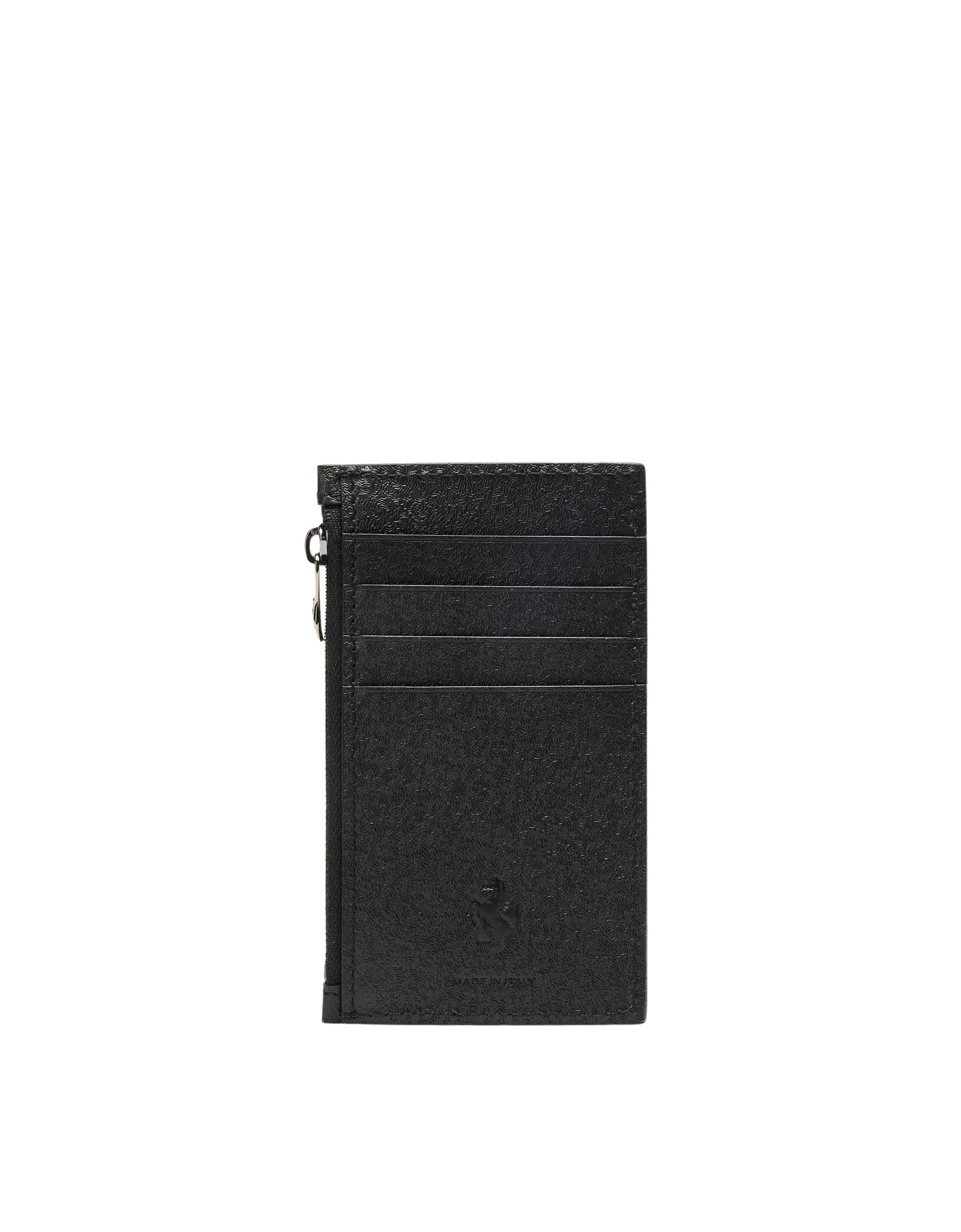 Porte-cartes unisexe avec Cheval cabré en cuir - Nero