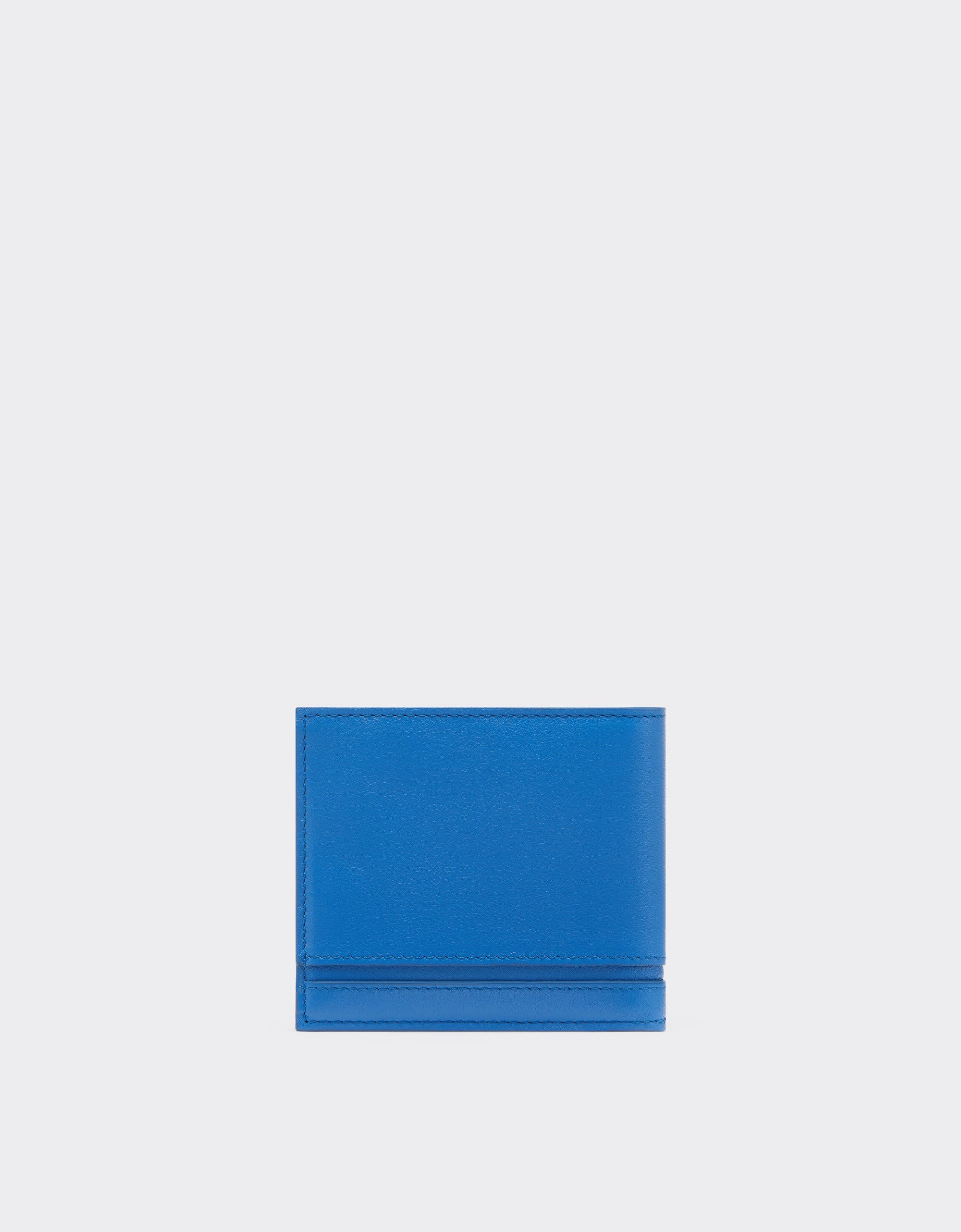 Portefeuille unisexe avec logo Ferrari en cuir nappa - Blu Klein