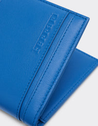 Portefeuille unisexe avec logo Ferrari en cuir nappa - Blu Klein