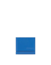 Portefeuille unisexe avec logo Ferrari en cuir nappa - Blu Klein