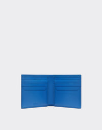 Portefeuille unisexe avec logo Ferrari en cuir nappa - Blu Klein