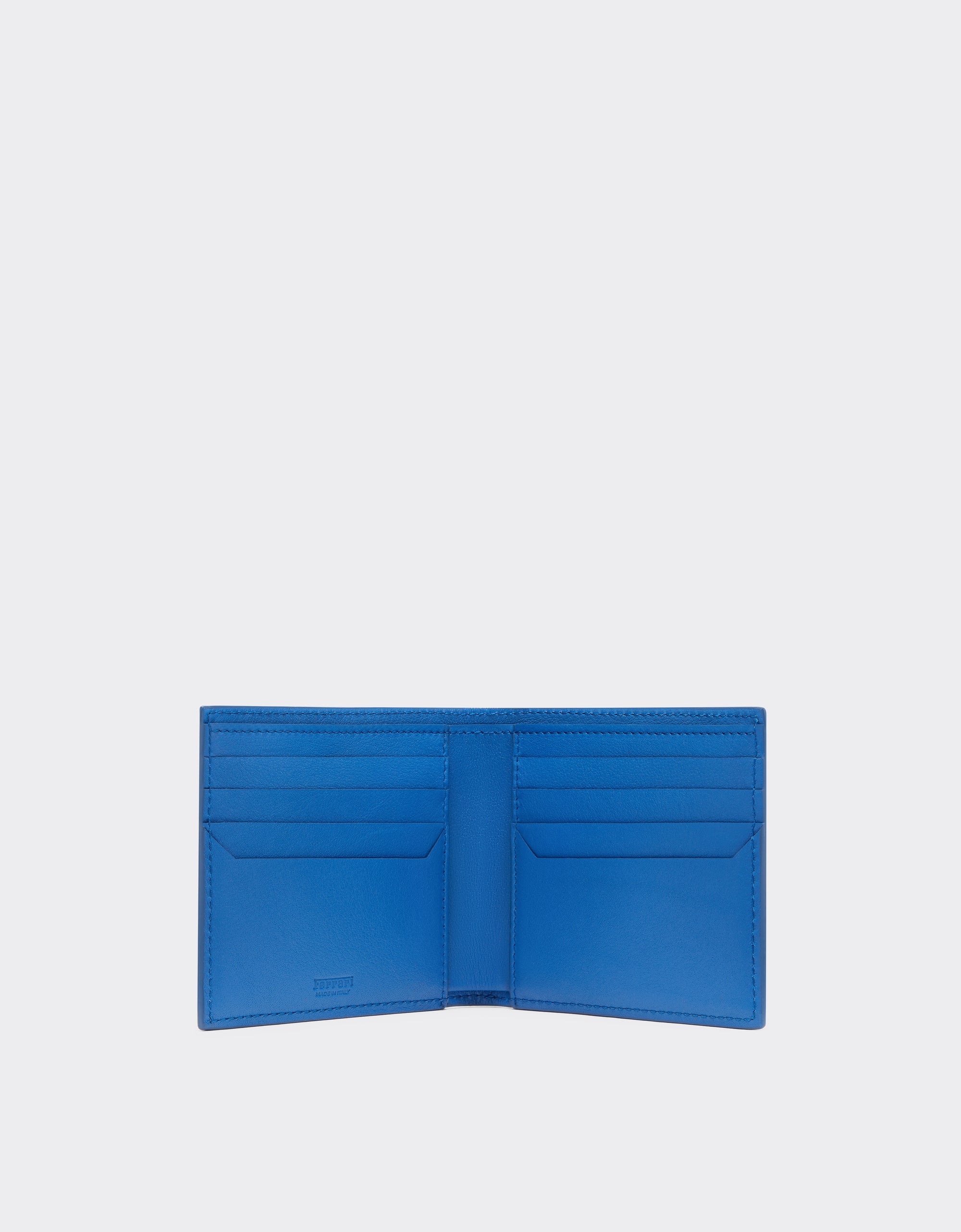 Portefeuille unisexe avec logo Ferrari en cuir nappa - Blu Klein