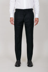 Pantalon de costume à plis en laine - Noir