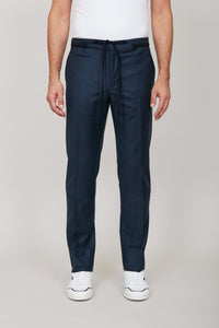 Wool tapered trousers - Blue & Black