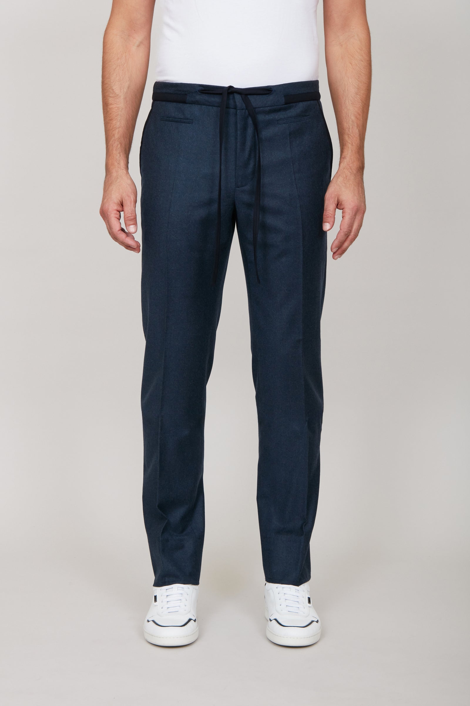 Wool tapered trousers - Blue & Black