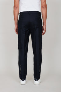 Pantalon cargo à 6 poches en laine - Dark Navy
