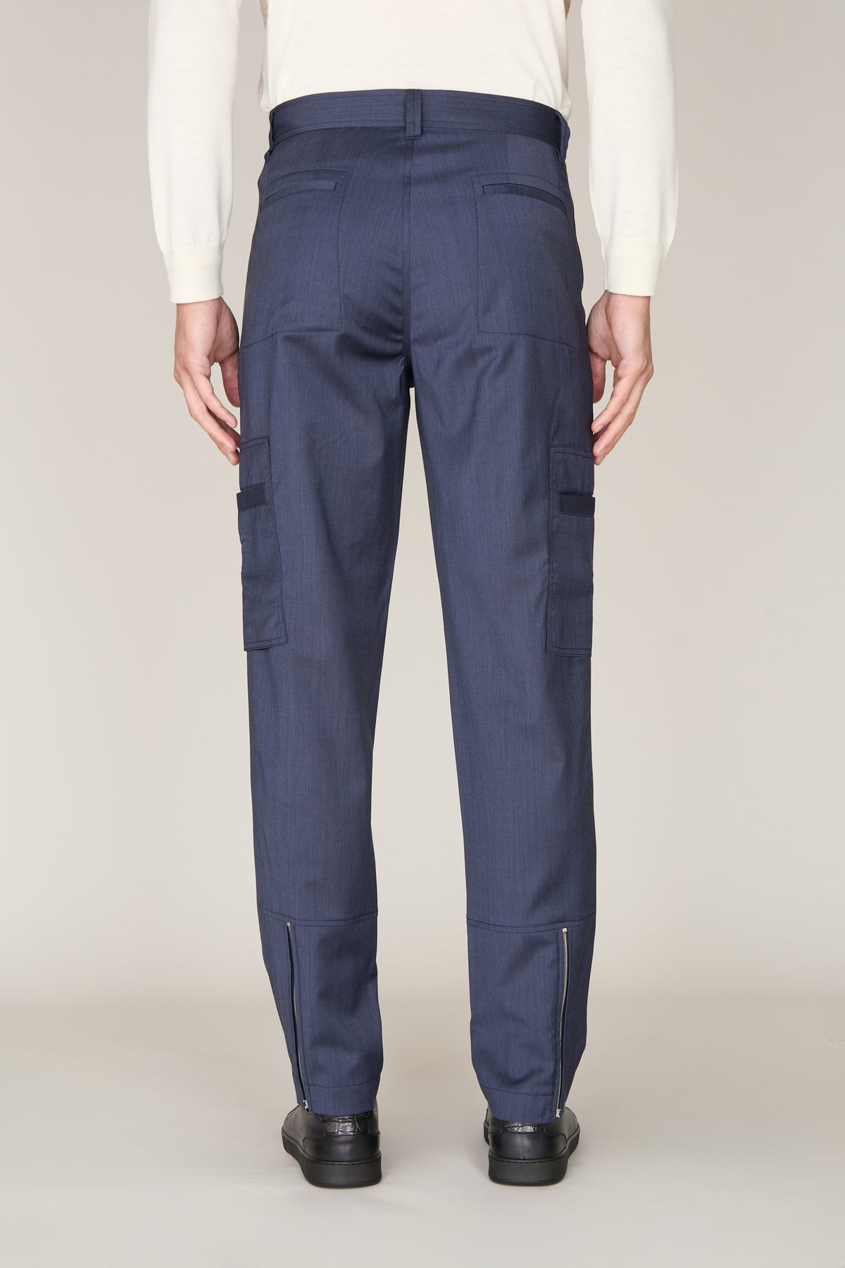 Pantalon cargo à 6 poches en laine - Ink