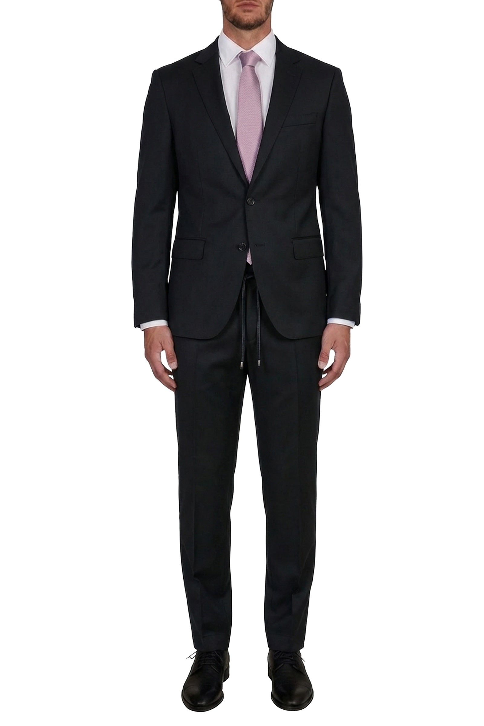 Pantalon de costume à cordon de serrage en laine - Noir