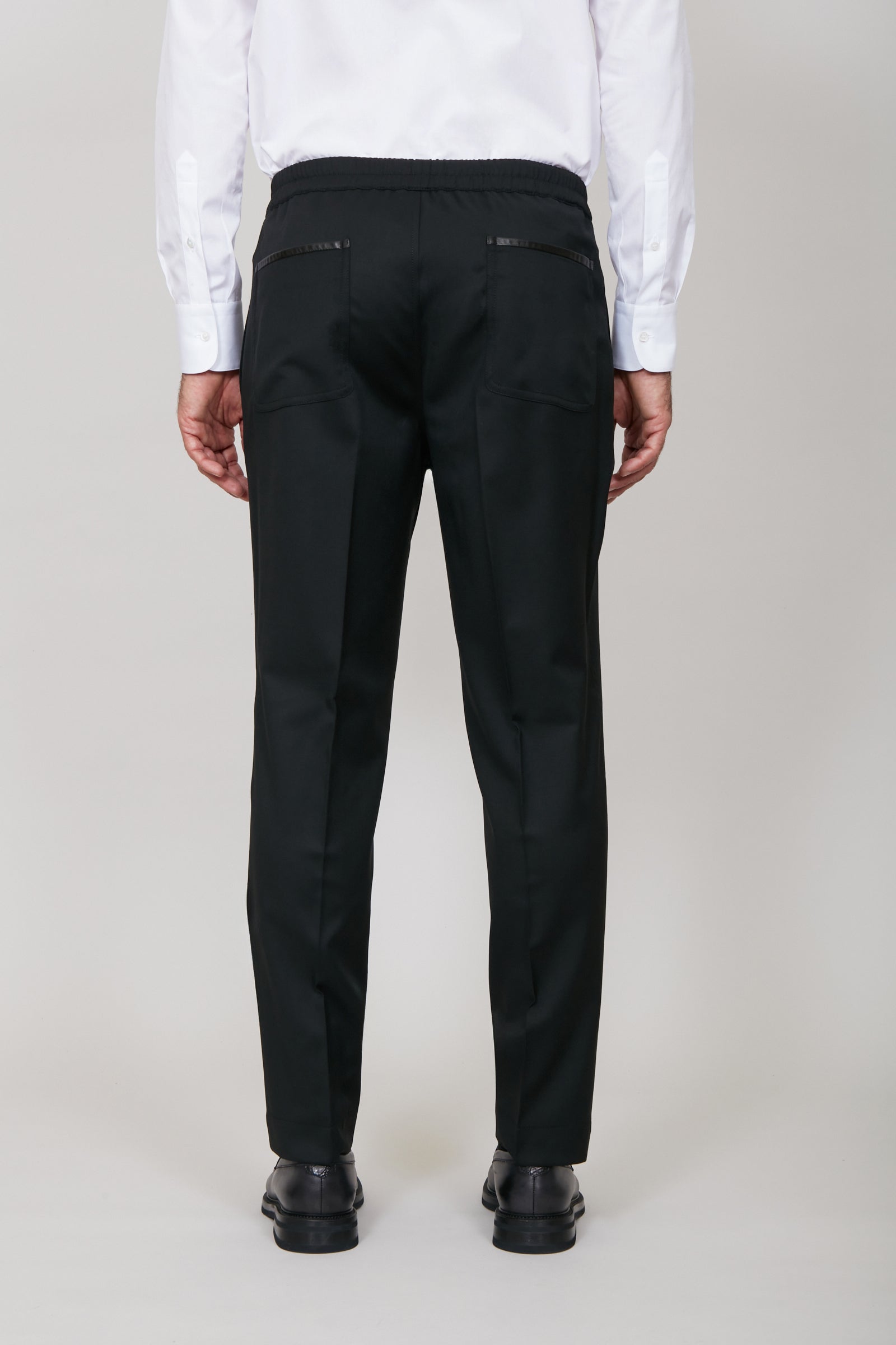 Pantalon de costume à cordon de serrage en laine - Noir
