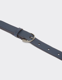 Ceinture avec Cheval cabré en cuir - Navy Blu