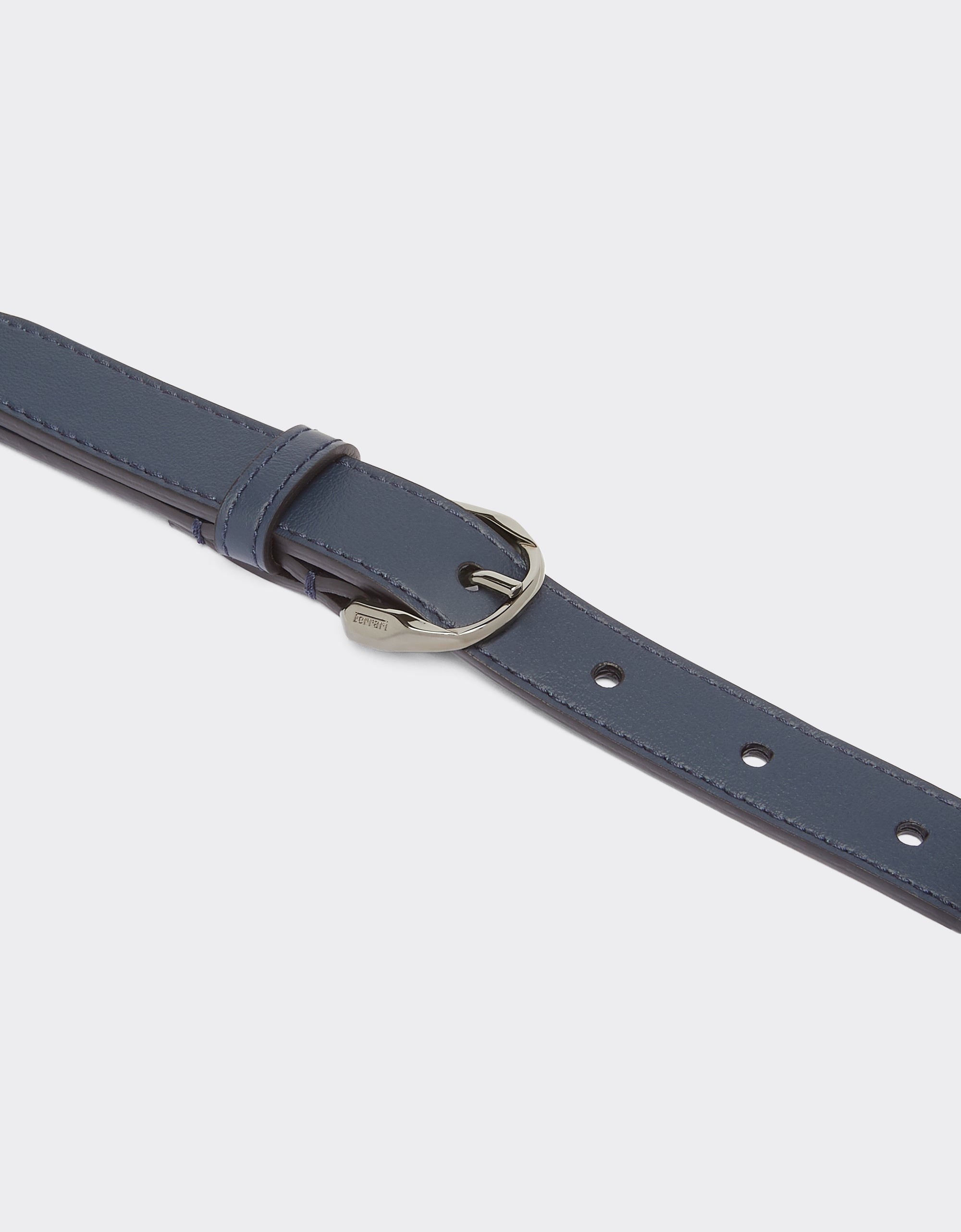 Ceinture avec Cheval cabré en cuir - Navy Blu