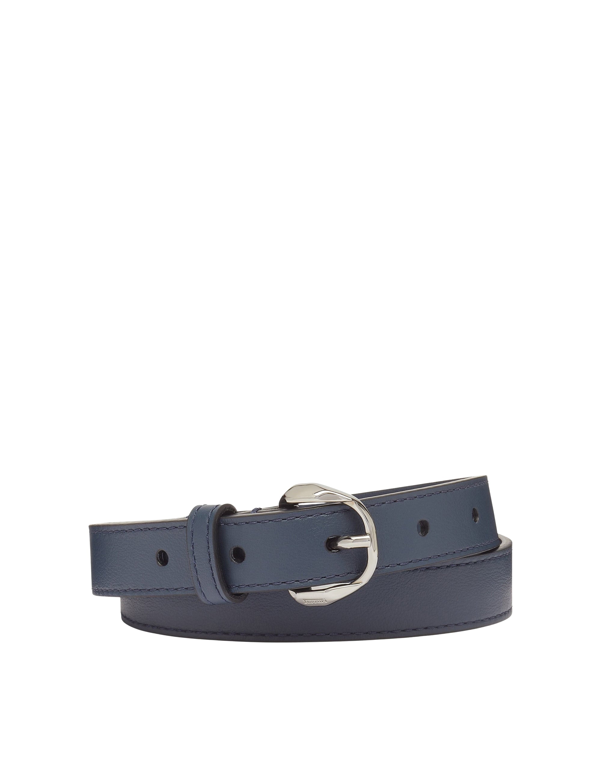 Ceinture avec Cheval cabré en cuir - Navy Blu