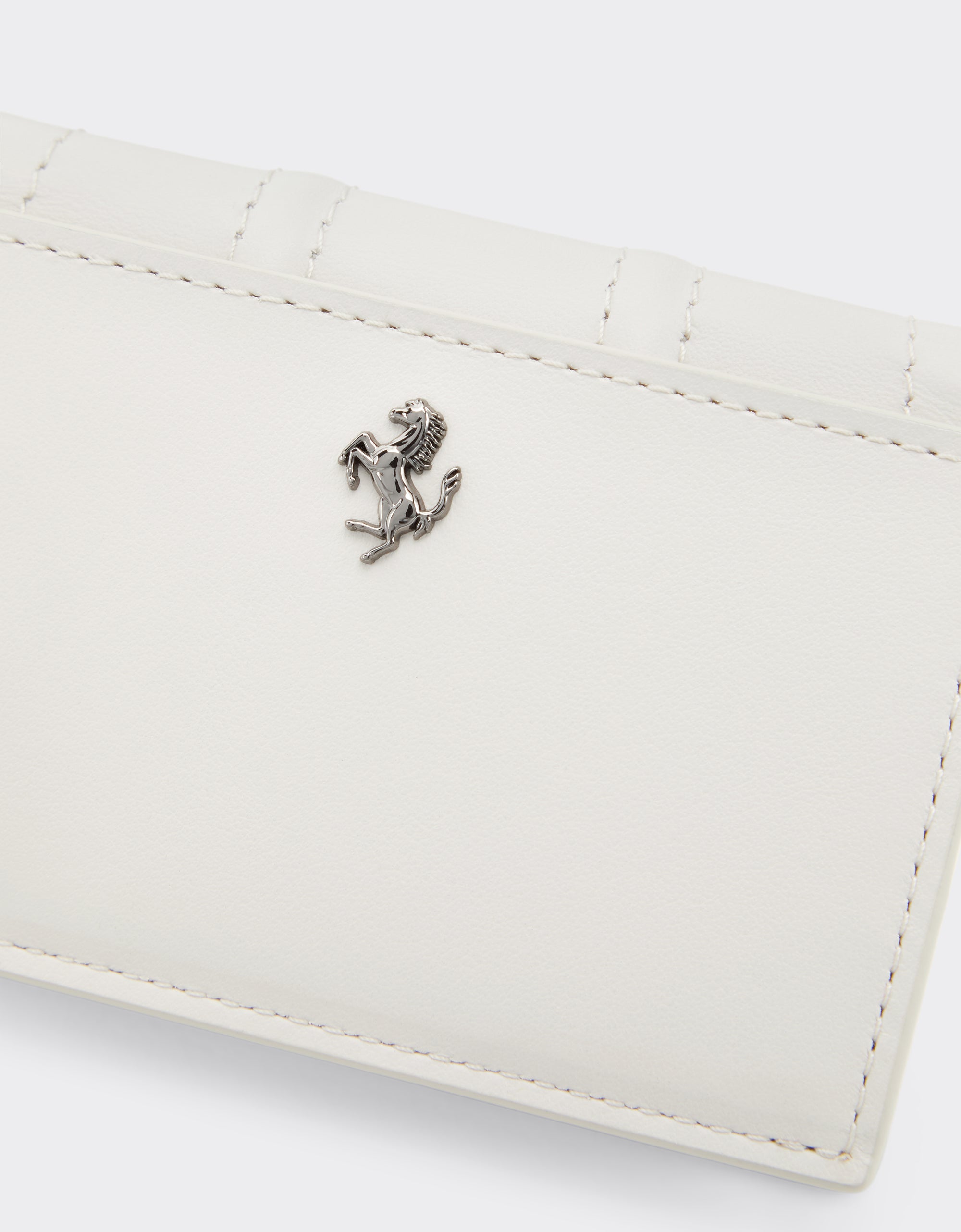 Porte-cartes Ferrari GT en cuir lisse - Ecru
