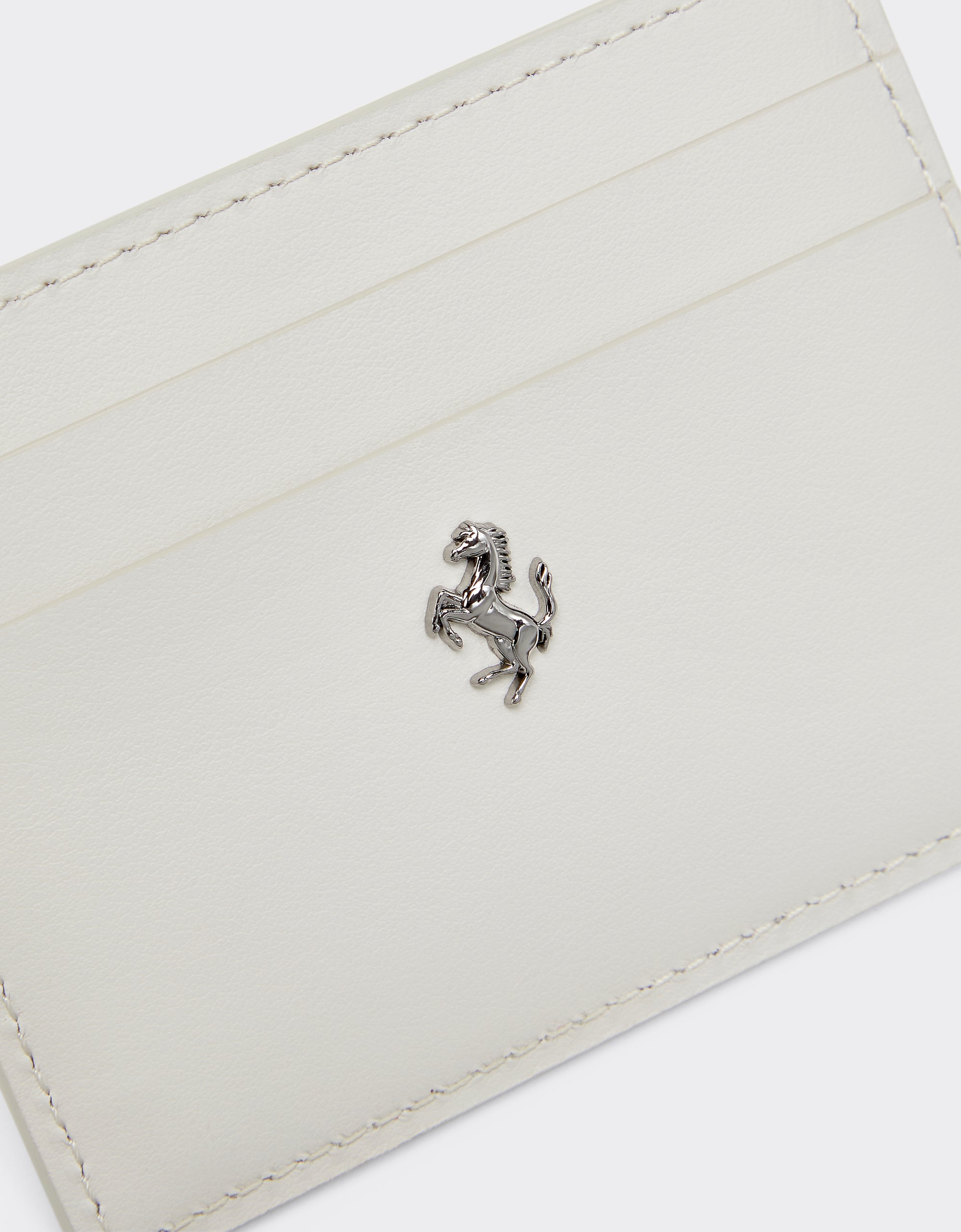 Porte-cartes Ferrari GT en cuir lisse - Ecru
