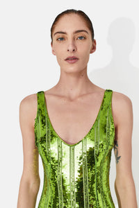 Cropped Burnished Valletta Dress - Brightgreen