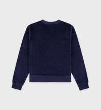 Crown Velour V-Neck - Navy & Cream