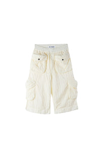 Elastic cropped trousers - Cream