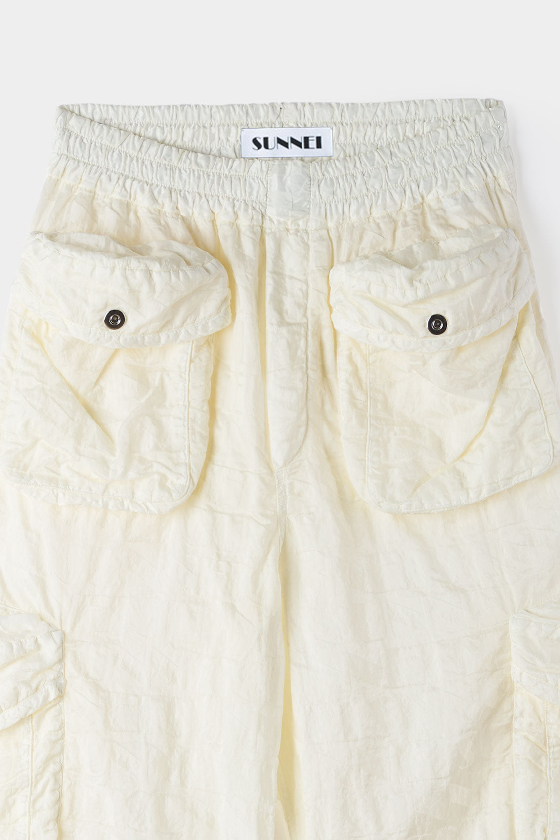 Elastic cropped trousers - Cream