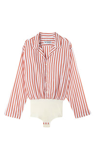 Shirt-effect bodysuit - White & Red