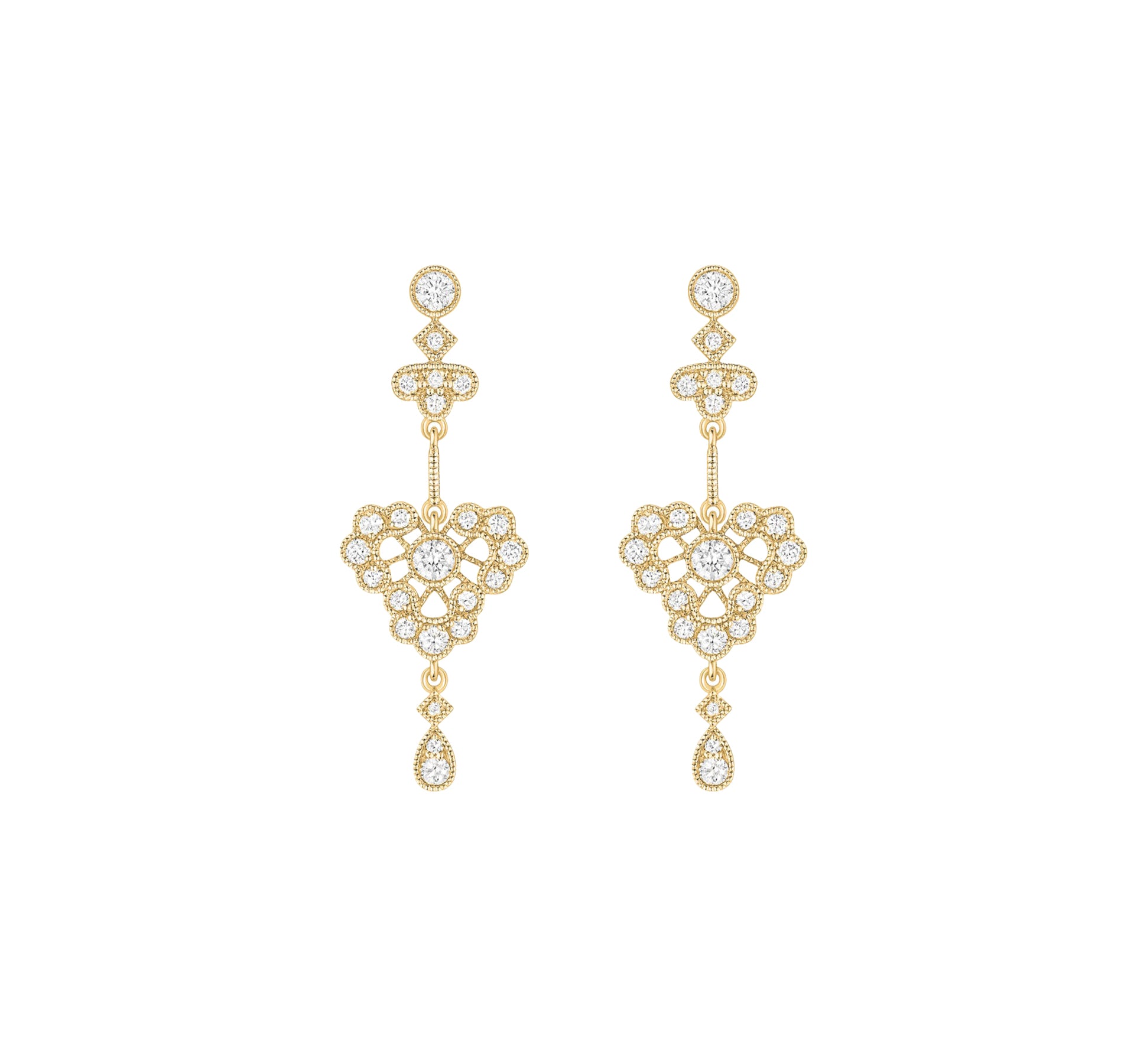Boucles d'oreilles Crush en or jaune 18K sertie de diamants - Or jaune
