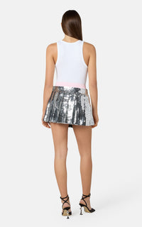Short skirt embellished with rhinestones - Silver
