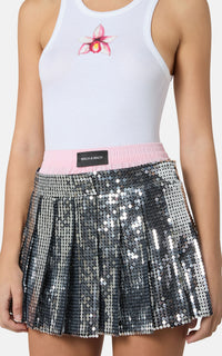 Short skirt embellished with rhinestones - Silver