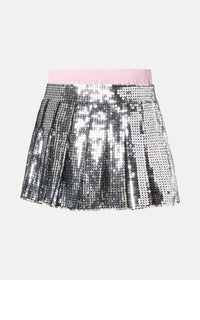 Short skirt embellished with rhinestones - Silver