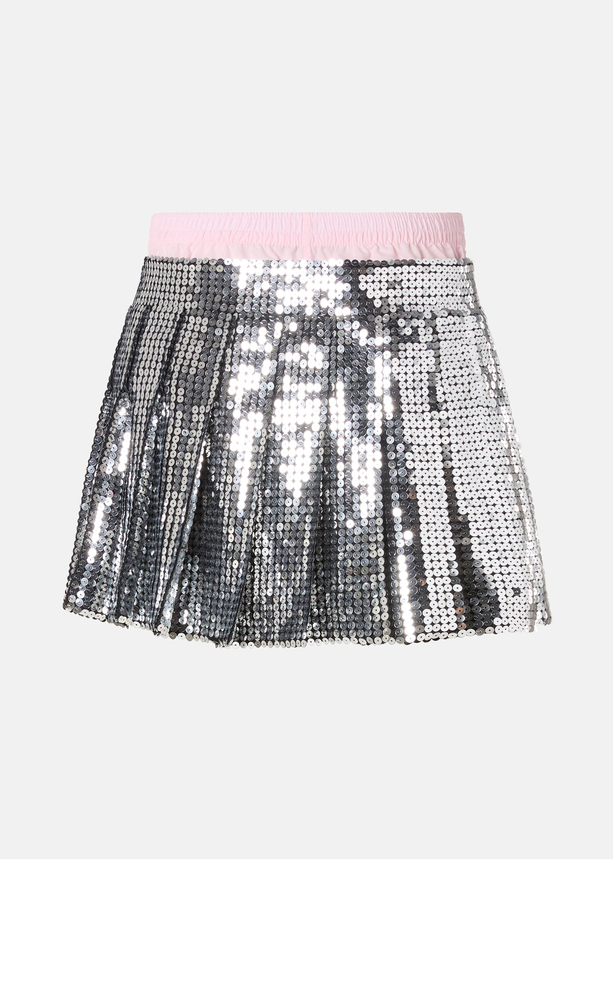 Short skirt embellished with rhinestones - Silver