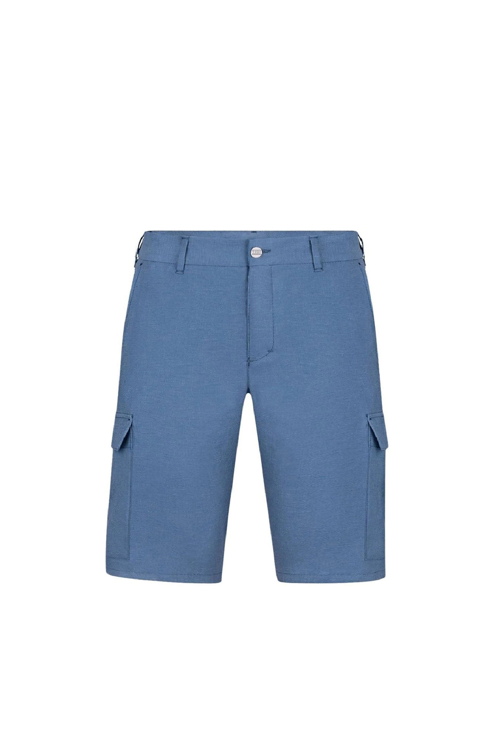 Short cargo chiné en lin - Bleu