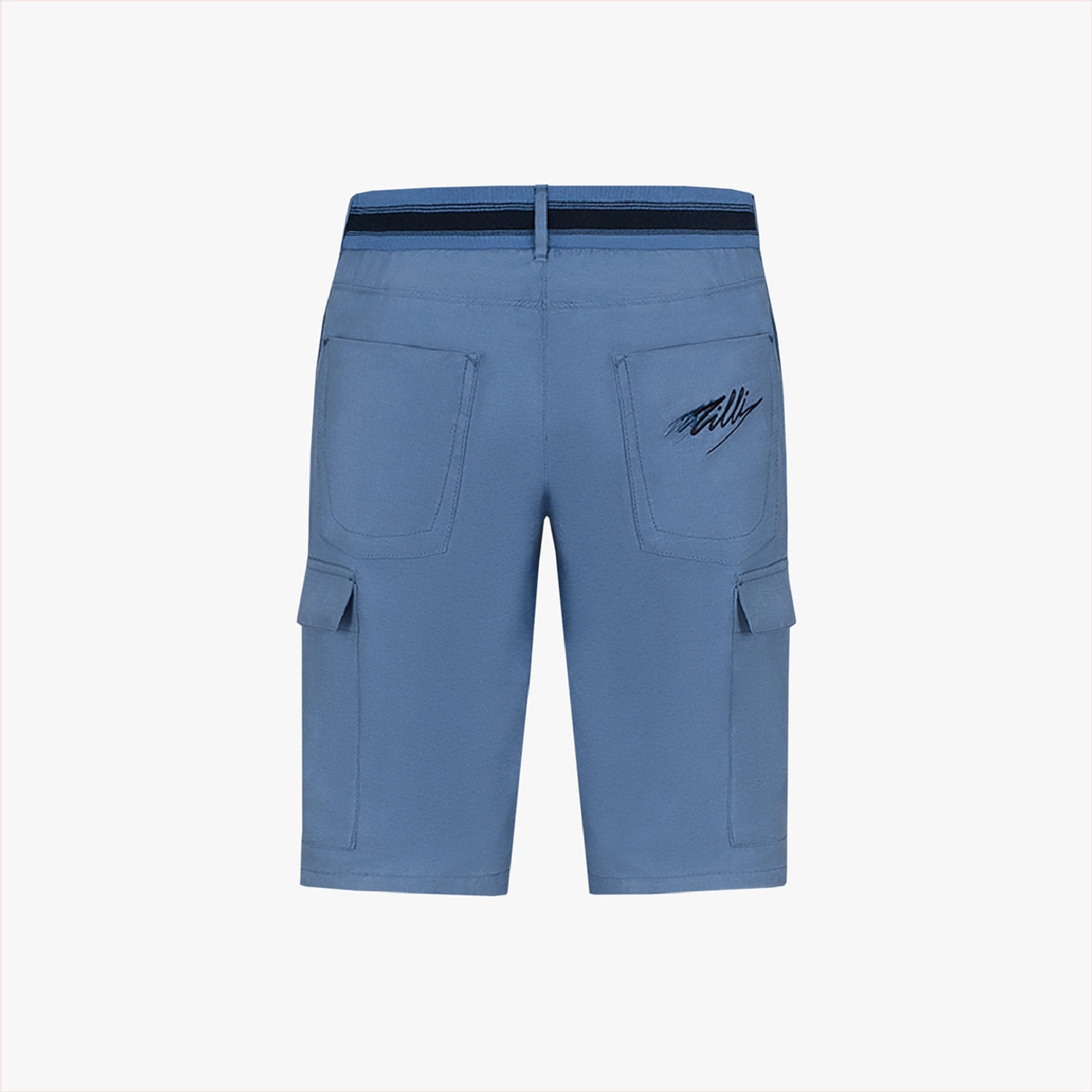 Short cargo chiné en lin - Bleu