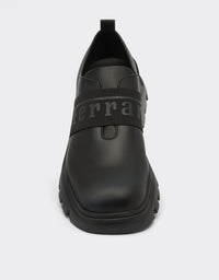 Sneakers avec ruban Ferrari en cuir - Nero