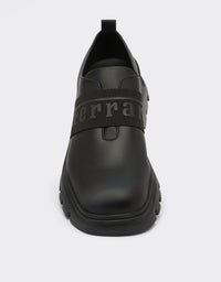 Sneakers avec ruban Ferrari en cuir - Nero