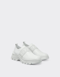 Sneakers avec ruban Ferrari en cuir - Bianco