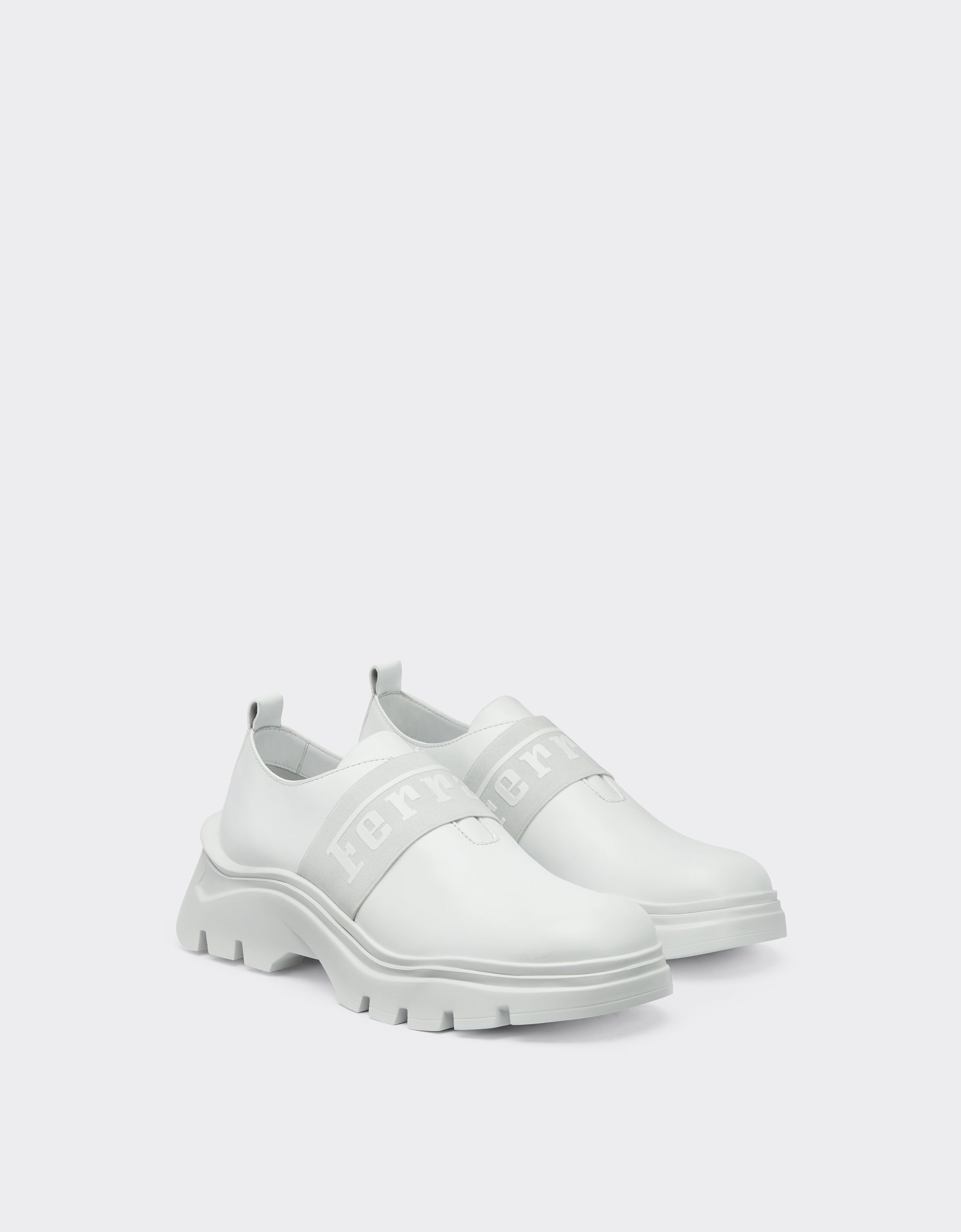 Sneakers avec ruban Ferrari en cuir - Bianco