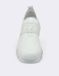 Sneakers avec ruban Ferrari en cuir - Bianco